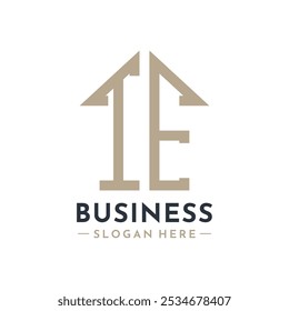 Letter TE House Logo for Real Estate Business Branding TE Property Management. Modern Initials AA Logo Design