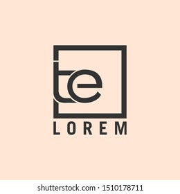 Letter te linked lowercase logo design template. Dark grey on burlywood background. Suitable for business, consulting group company.
