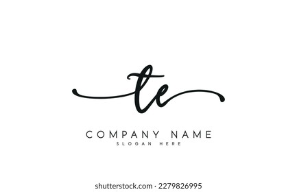 letter TE logo design handwriting signature style vector template