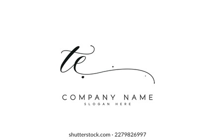 letter TE logo design handwriting signature style vector template