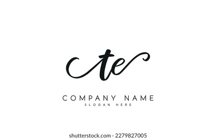 letter TE logo design handwriting signature style vector template