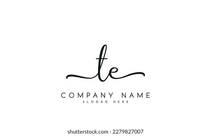 letter TE logo design handwriting signature style vector template