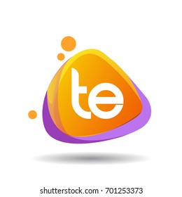 Letter TE logo in triangle splash and colorful background, letter combination logo design for creative industry, web, business and company.
