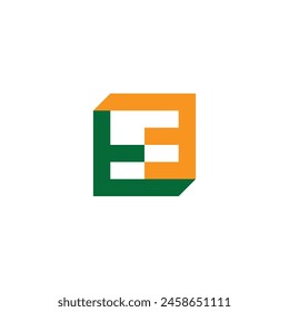 letter te squares colroful simple geometric logo vector