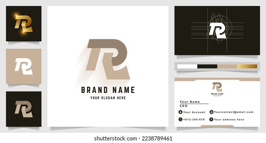 Letter Te or TR monogram logo with business card design