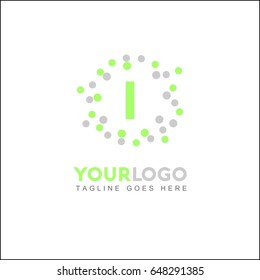 I Letter Tech Brand Identity. Abstract Pixel Logo Design Element