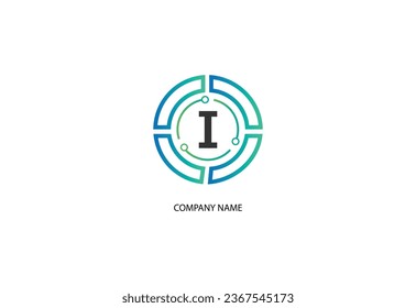 I Letter tech Business Template Vector icon