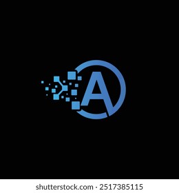 letter A tech logo in circle, initial Digital A for technology symbol, A tech logo design