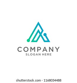 Letter A tech logo design