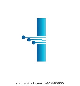 I letter tech logo, initial I for technology symbol