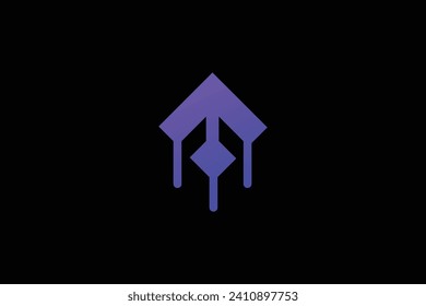 Letter A tech logo rocket icon