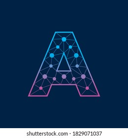 Símbolo del logotipo de la red técnica Carta A o diseño de la plantilla de iconos 