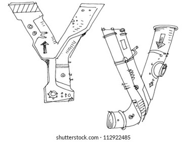 letter in techno style - cartoon