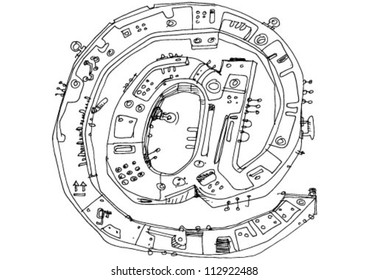letter in techno style - cartoon