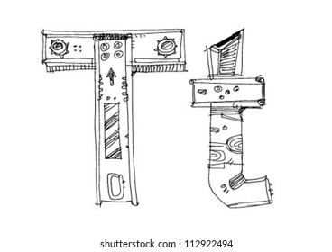 letter in techno style - cartoon
