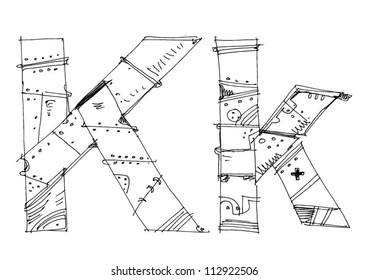 letter in techno style - cartoon