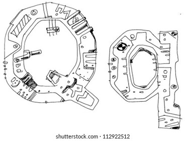 letter in techno style - cartoon