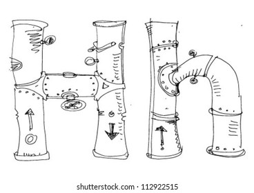 letter in techno style - cartoon