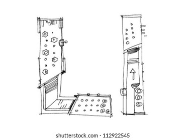letter in techno style - cartoon