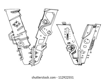 letter in techno style - cartoon