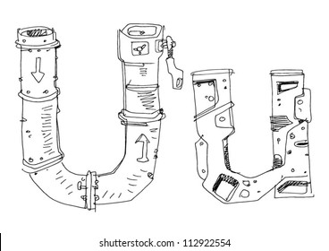 letter in techno style - cartoon