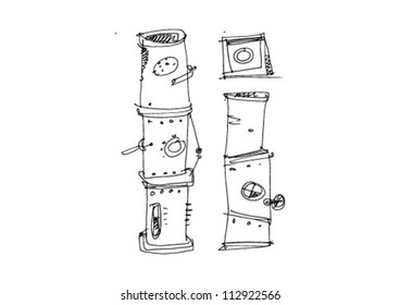 letter in techno style - cartoon