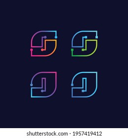 Letter i Technology and Digital Connection logo with Leaf and Dots tech sign, nature and eco symbol for your Corporate identity