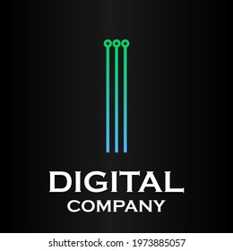 Letter i letter technology or digital logo template illustration. there are line letter with dot. suitable for technology, multimedia.