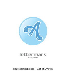 letter A technology glossy logo