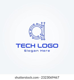 Logo für die Punktverbindung einer Technologielinie, Vektorgrafik