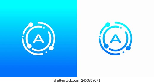 letter A technology logo with connection circle dots for technology,data,internet,computer