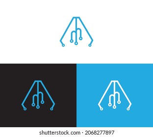 plantilla de concepto de diseño de logotipo de tecnología de carta A