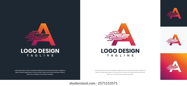 Letter A technology logo design. A letter technology connection logo template. Technology logo symbol icon
