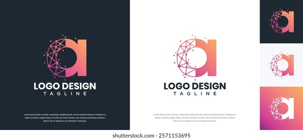 Letter A technology logo design. A letter technology connection logo template. Technology logo symbol icon