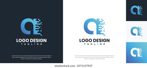 Letter A technology logo design. A letter technology connection logo template. Technology logo symbol icon