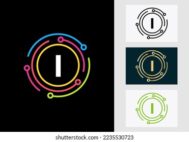 Letter I Technology Logo Design. Network Logo Symbol