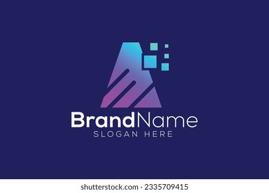 Letter A Technology logo design vector template