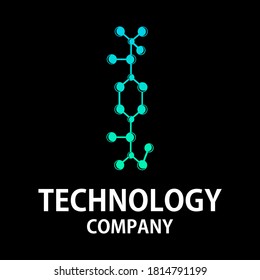 Letter i  technology logo template illustration. suitable for biology, science, electric, energy, brand etc