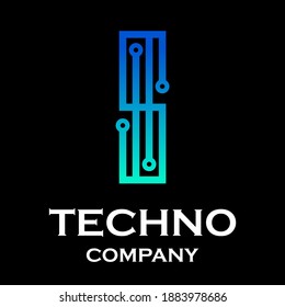 Letter i technology logo template illustration. suitable for computer, website, and your business