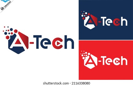 Letter A Technology typography vector logo template