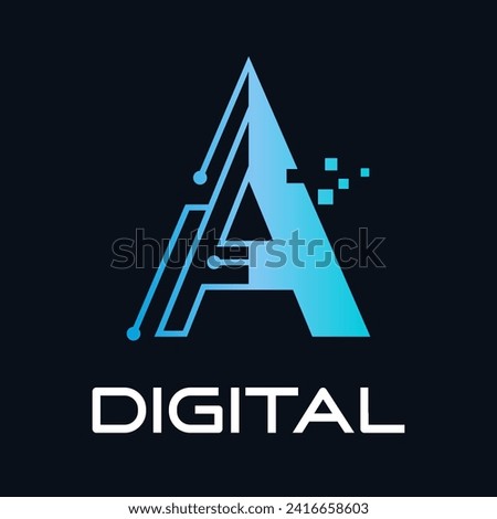 Letter a technology vector logo template. Suitable for technology, digital, web, link, internet, media etc