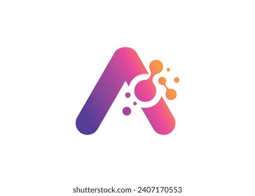 Letter A Technology vector monogram logo design template. Letter A molecule, Science and Bio technology Vector logo