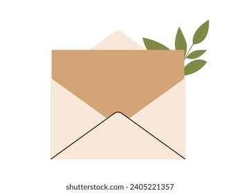 Letter template with copy space for text. Paper mail Vector illustration