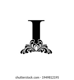  Carta I carta con el logotipo de la plantilla . Alfabeto monograma . Hermosa carta de iniciales reales.	