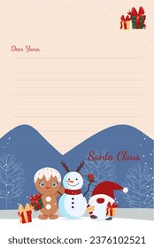 Letter template from Santa Claus with empty space for the inscription. Letter of congratulations on Christmas and Happy New Year.