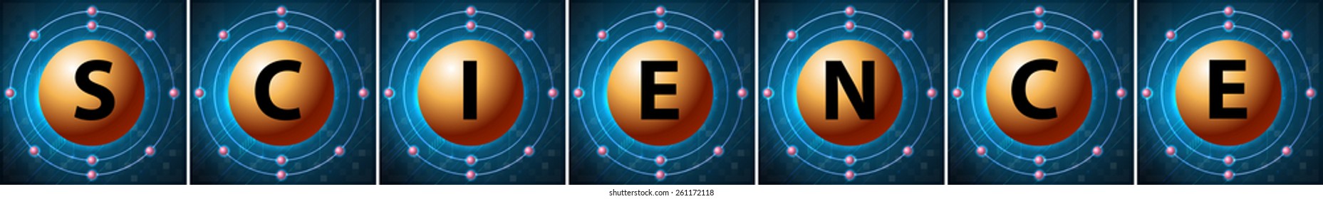 Letter templates forming the word science 