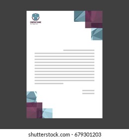 Letter templates. Vector format, editable, place for text with Logo on 3d block Background