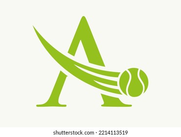 Letter A Tennis Logo Design Template. Tennis Sport Academy Sign, Club Symbol