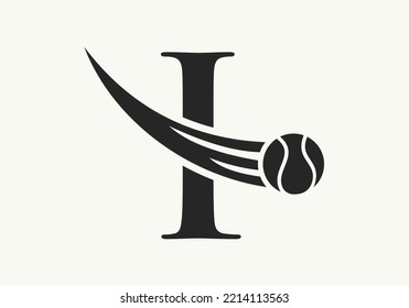 Letter I Tennis Logo Design Template. Tennis Sport Academy Sign, Club Symbol