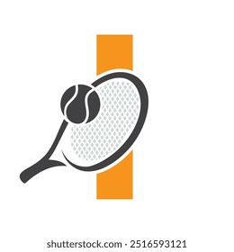 Letra I Logo De Tenis. Plantilla de Vector de símbolo de paleta